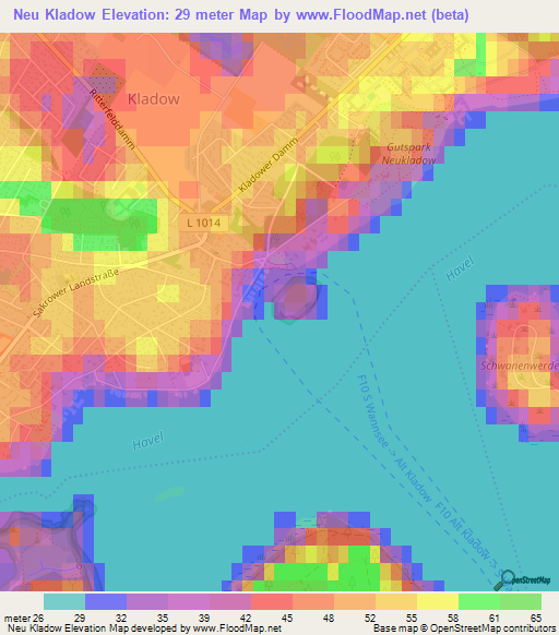 Neu Kladow,Germany Elevation Map