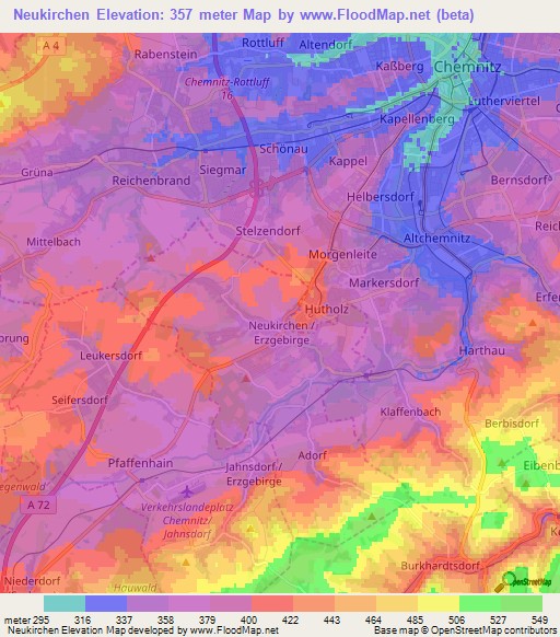 Neukirchen,Germany Elevation Map