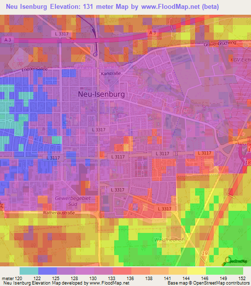 Neu Isenburg,Germany Elevation Map