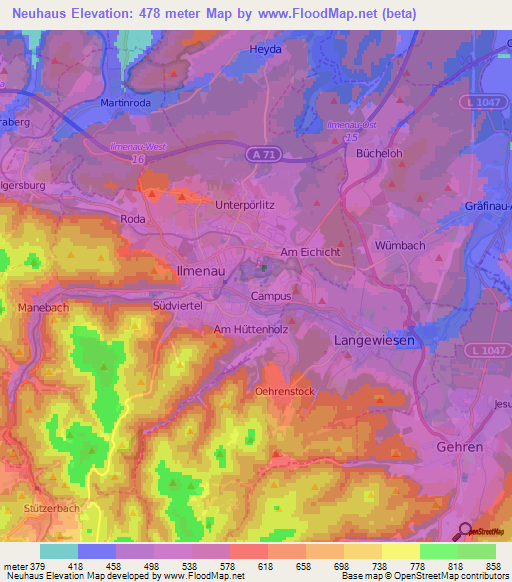 Neuhaus,Germany Elevation Map