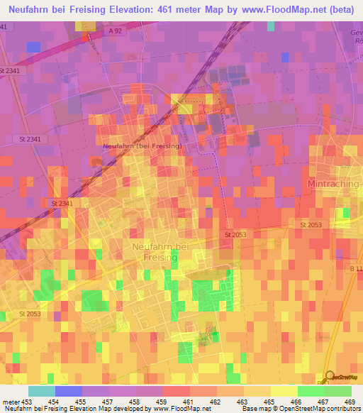 Neufahrn bei Freising,Germany Elevation Map