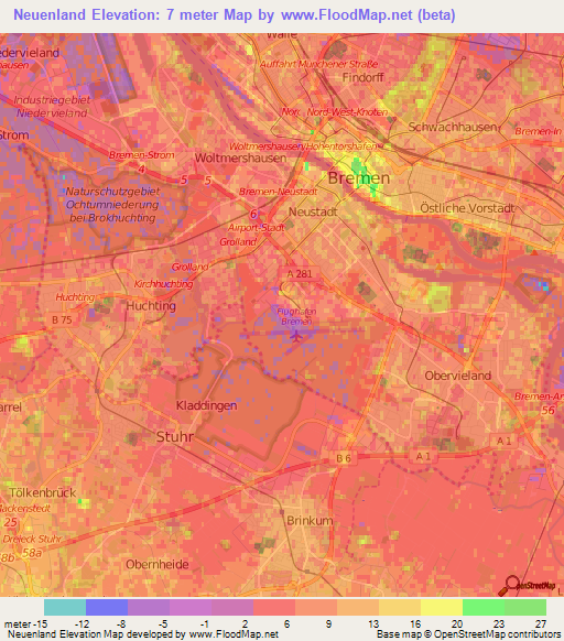 Neuenland,Germany Elevation Map