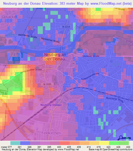 Neuburg an der Donau,Germany Elevation Map