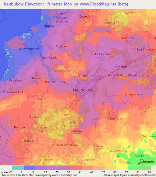 Neubukow,Germany Elevation Map