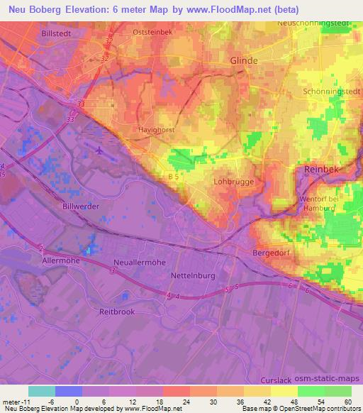 Neu Boberg,Germany Elevation Map