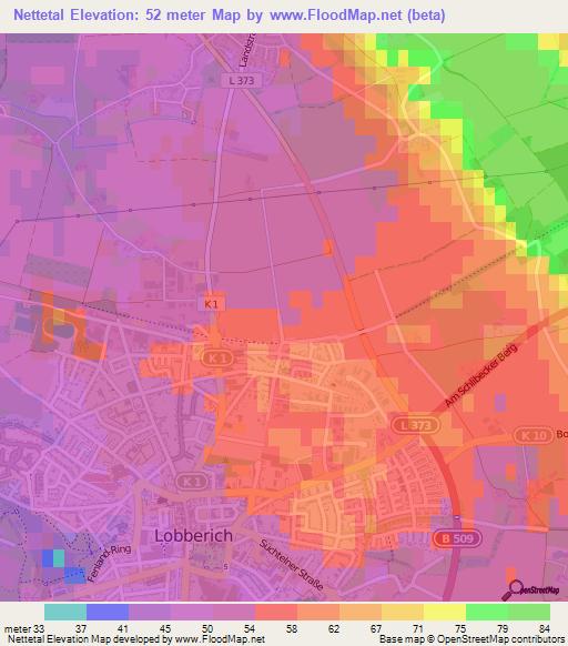 Nettetal,Germany Elevation Map