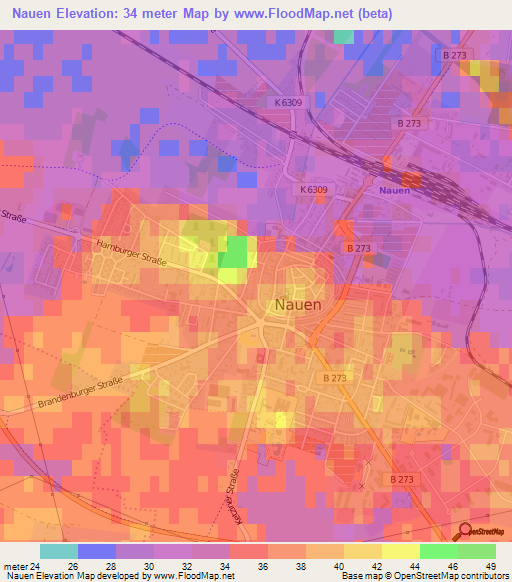 Nauen,Germany Elevation Map