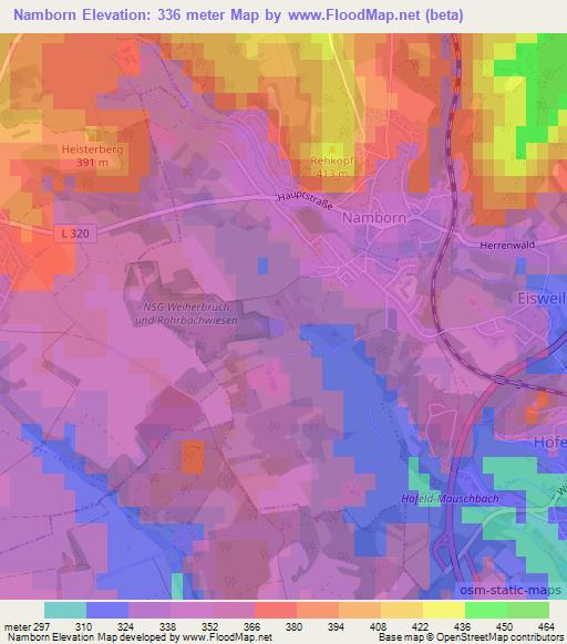 Namborn,Germany Elevation Map