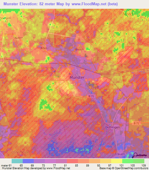 Munster,Germany Elevation Map