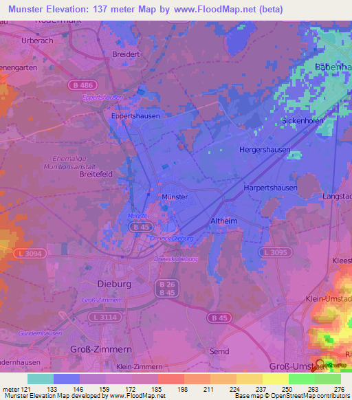 Munster,Germany Elevation Map