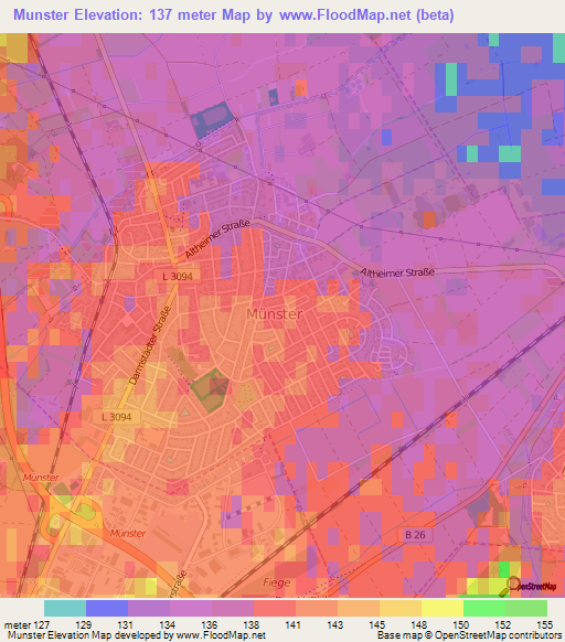 Munster,Germany Elevation Map