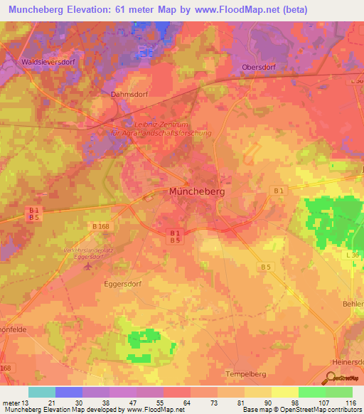 Muncheberg,Germany Elevation Map