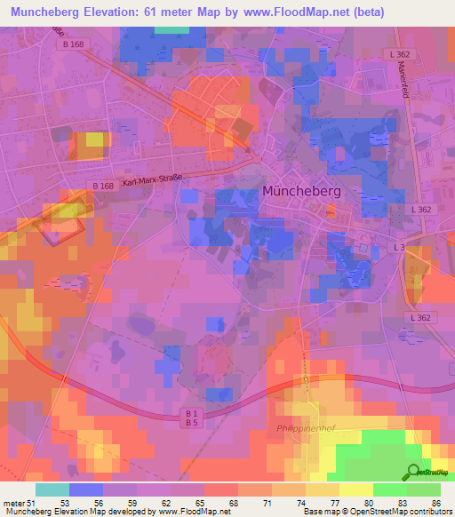 Muncheberg,Germany Elevation Map