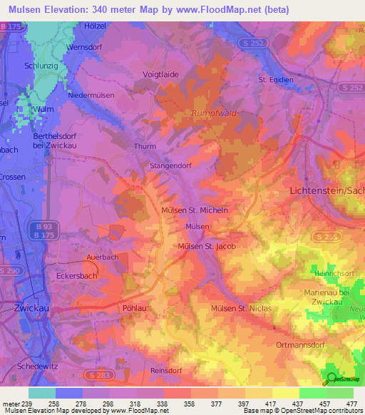 Mulsen,Germany Elevation Map