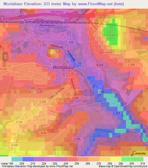 Montabaur,Germany Elevation Map