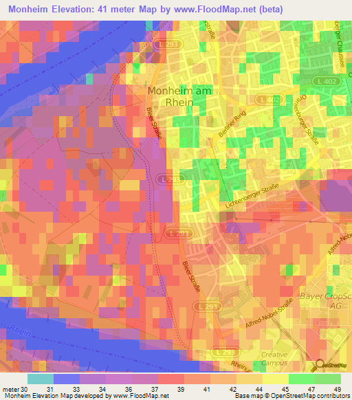 Monheim,Germany Elevation Map