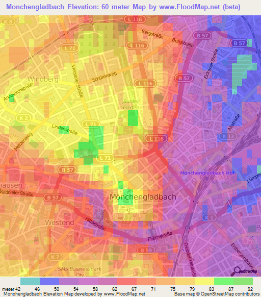 Monchengladbach,Germany Elevation Map