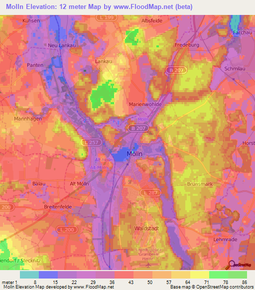 Molln,Germany Elevation Map