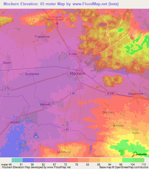 Mockern,Germany Elevation Map