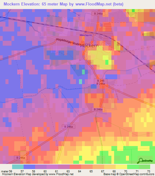 Mockern,Germany Elevation Map