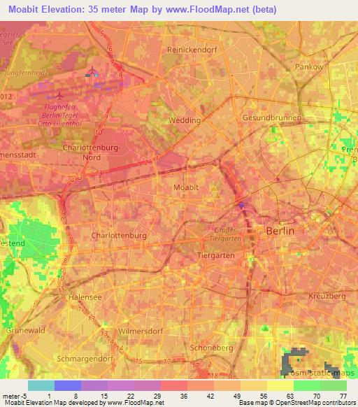 Moabit,Germany Elevation Map