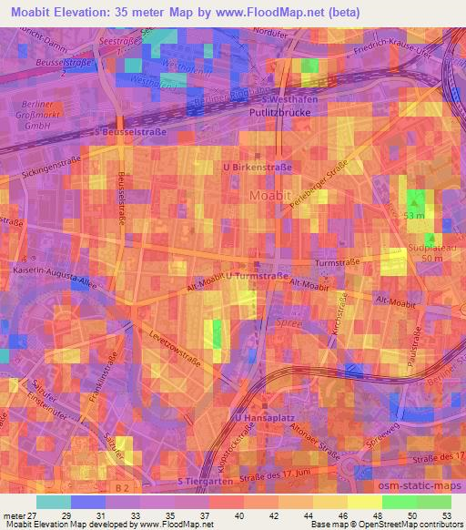 Moabit,Germany Elevation Map