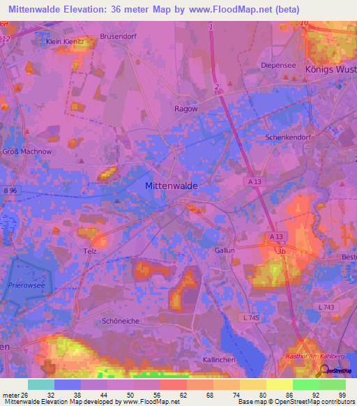 Mittenwalde,Germany Elevation Map