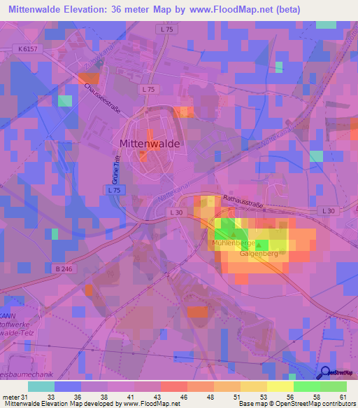 Mittenwalde,Germany Elevation Map