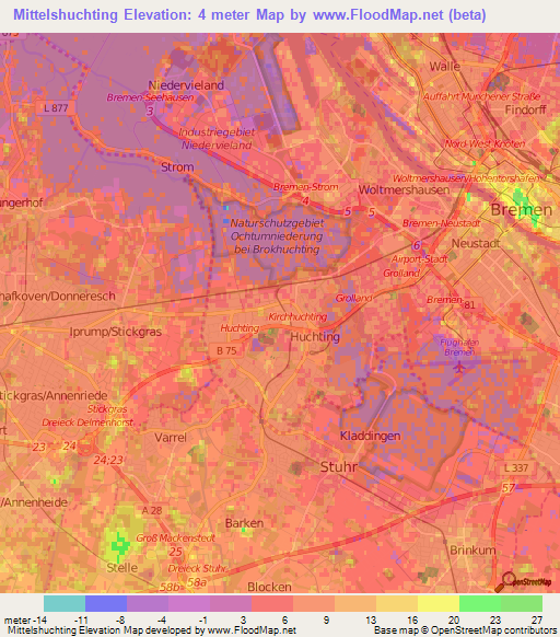 Mittelshuchting,Germany Elevation Map