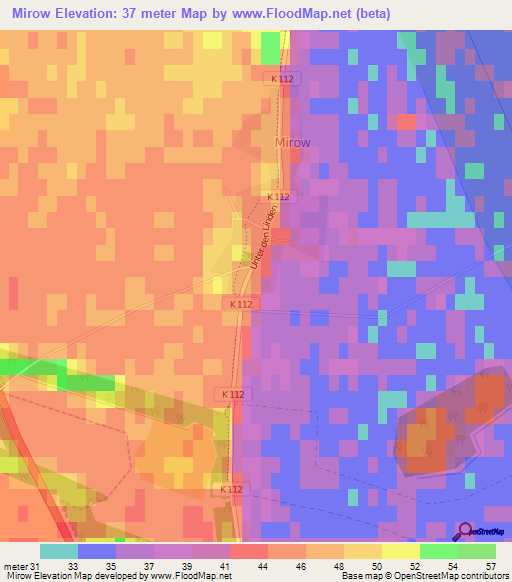 Mirow,Germany Elevation Map