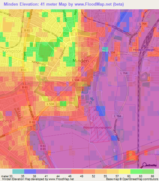 Minden,Germany Elevation Map