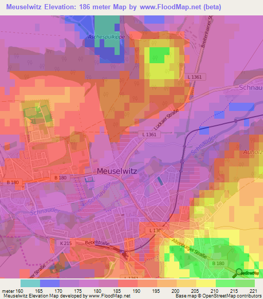 Meuselwitz,Germany Elevation Map