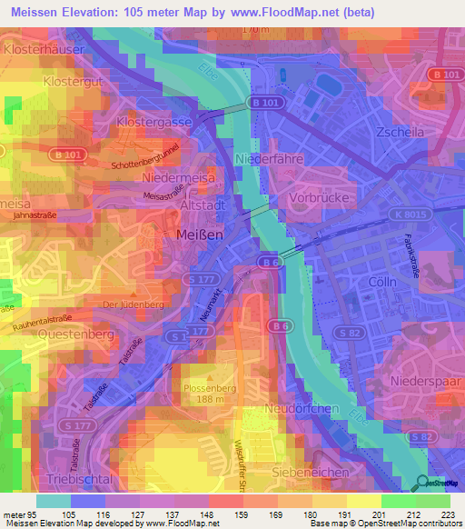 Meissen,Germany Elevation Map