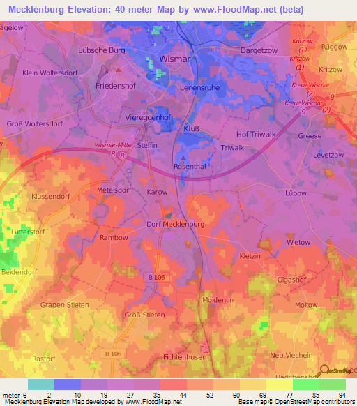 Mecklenburg,Germany Elevation Map