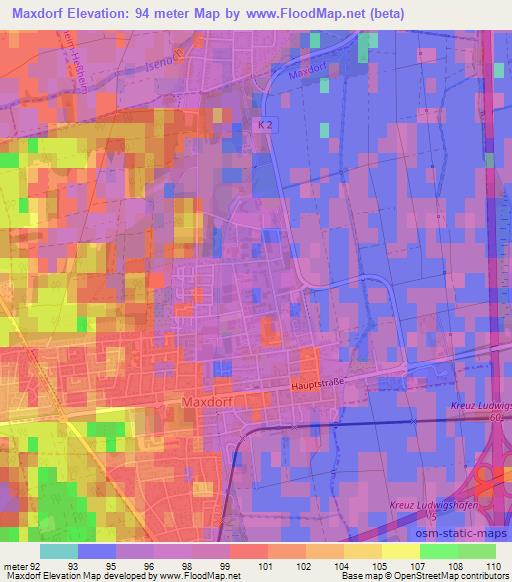 Maxdorf,Germany Elevation Map