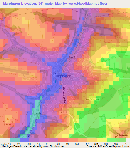 Marpingen,Germany Elevation Map