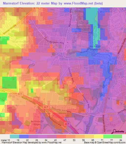 Marmstorf,Germany Elevation Map