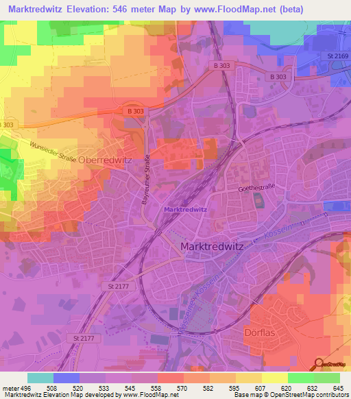 Marktredwitz,Germany Elevation Map