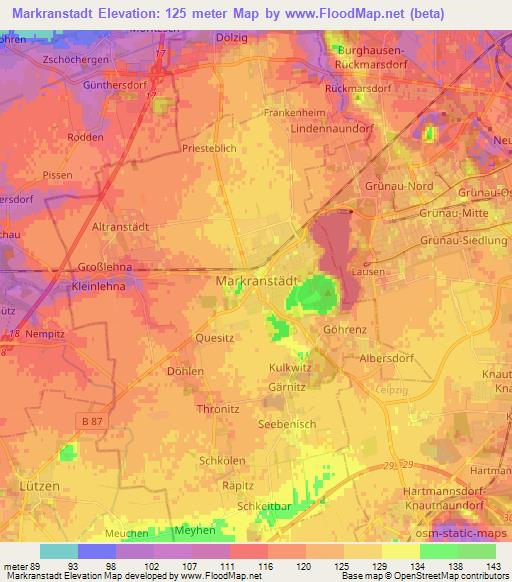 Markranstadt,Germany Elevation Map