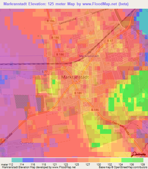 Markranstadt,Germany Elevation Map