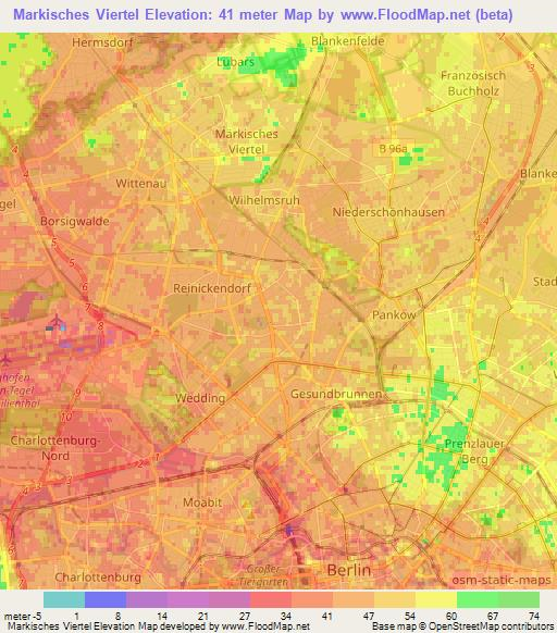 Markisches Viertel,Germany Elevation Map