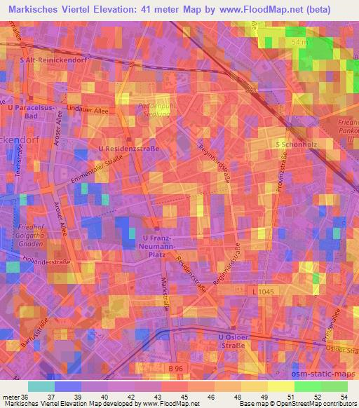 Markisches Viertel,Germany Elevation Map