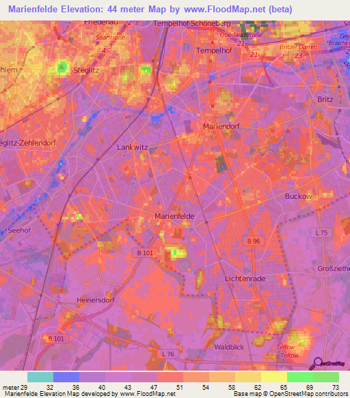 Marienfelde,Germany Elevation Map