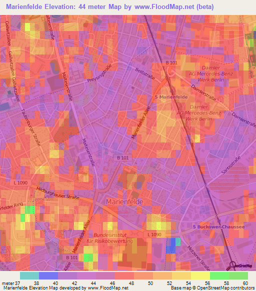 Marienfelde,Germany Elevation Map