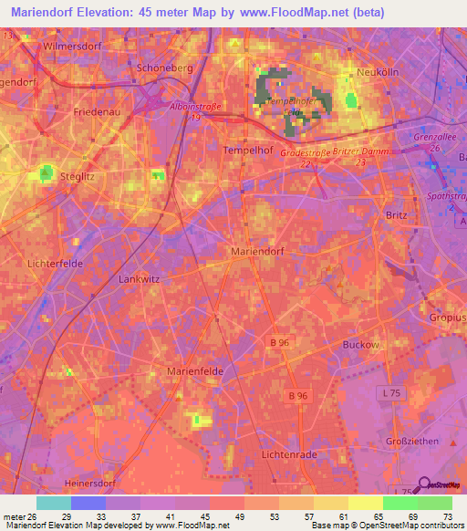 Mariendorf,Germany Elevation Map