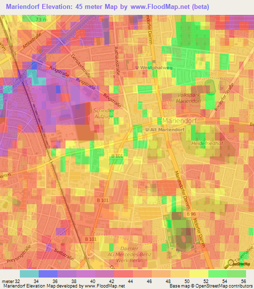 Mariendorf,Germany Elevation Map