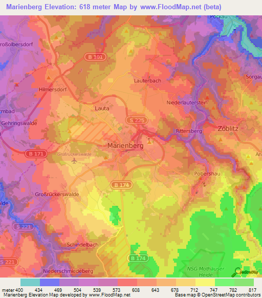 Marienberg,Germany Elevation Map