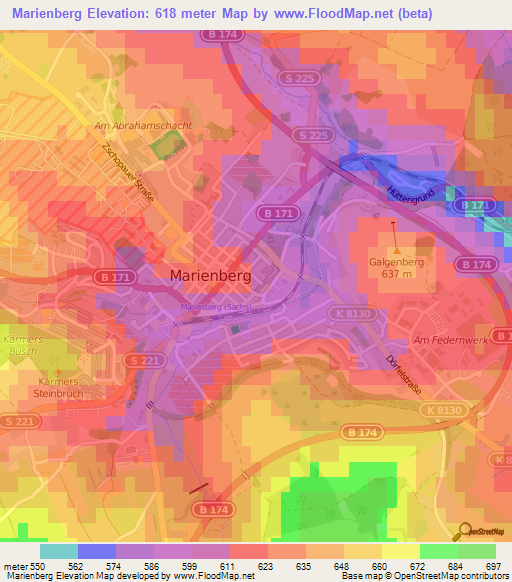 Marienberg,Germany Elevation Map