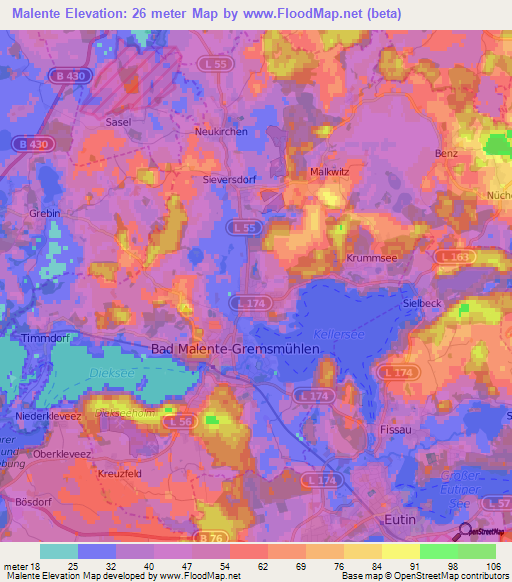 Malente,Germany Elevation Map