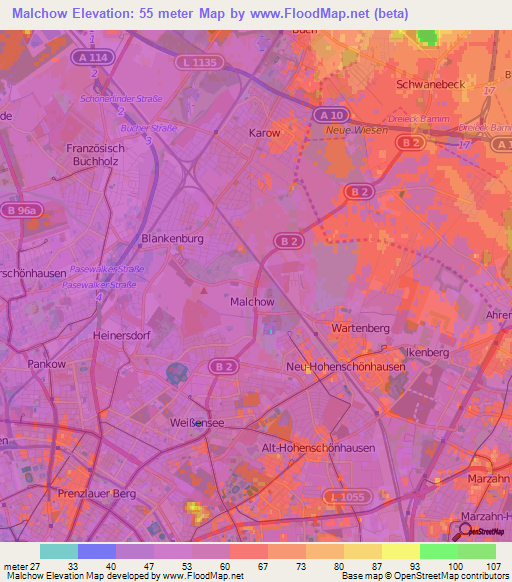 Malchow,Germany Elevation Map